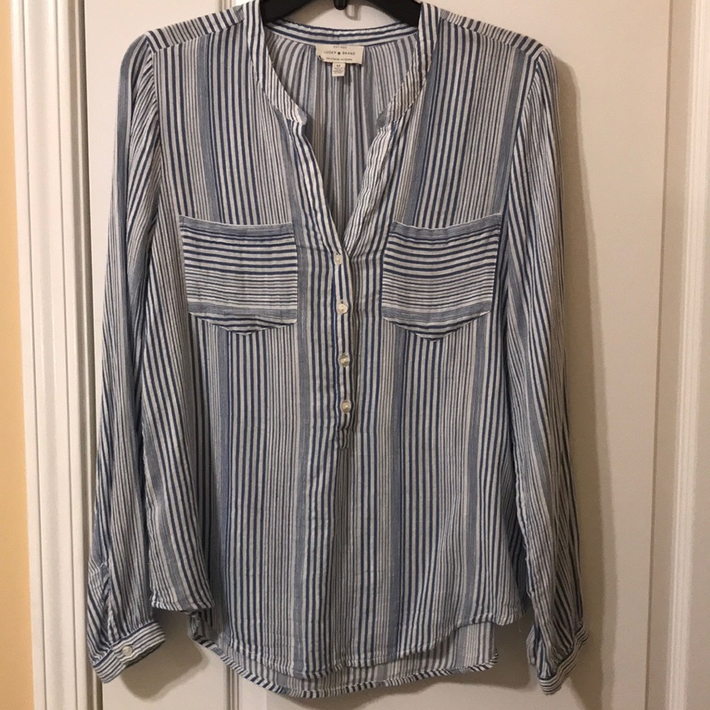Lucky Brand Pullover Henley Style Top SZ M Cotton Blend SO SOFT!